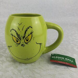Sleigh Bell Bistro Grinch 18 oz Ceramic Oval Mug with Max and Cindy Lou Who NWT